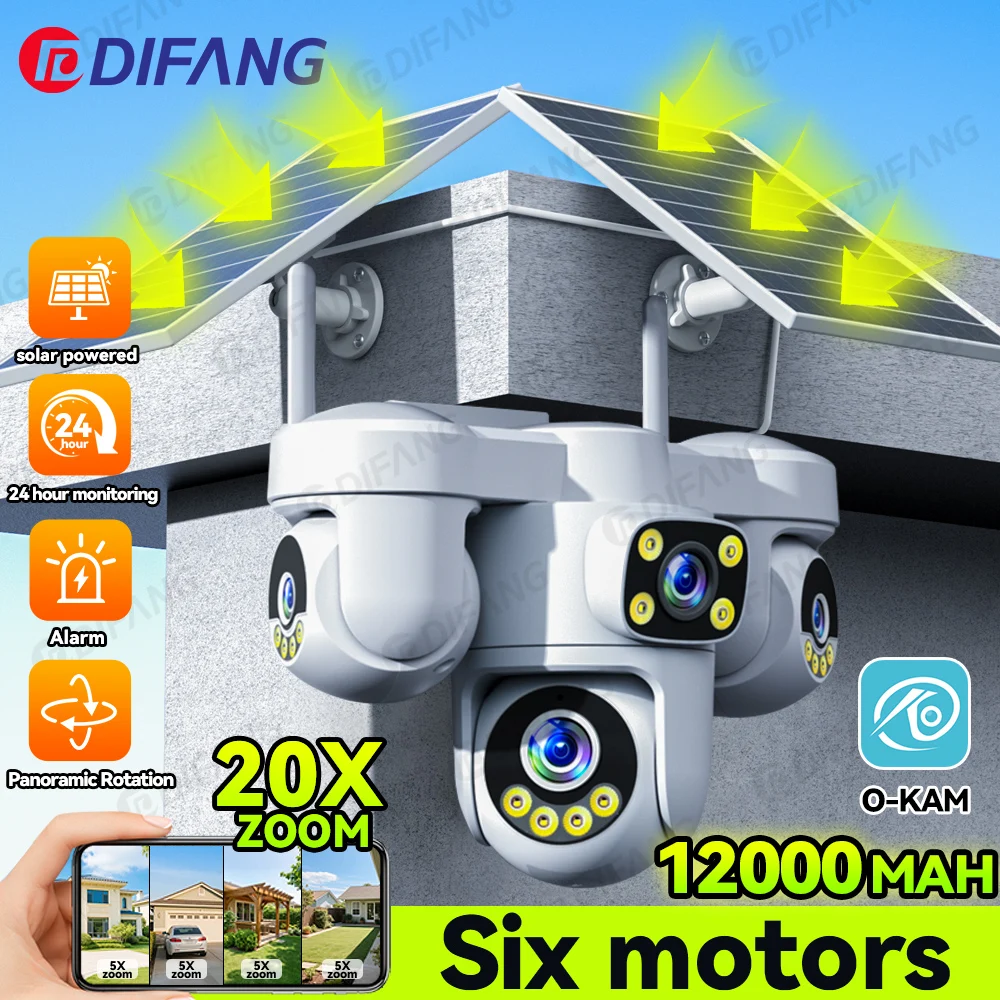 DIFANG 20MP AOV Four Screen Solar Camera PTZ 5X Zoom 4G Sim Card Solar CCTV 10K 12000mAh Battery Wireless Surveillance Solar
DIFANG 20MP AOV Four Screen Solar Camera PTZ 5X Zoom 4G Sim Card Solar CCTV 10K 12000mAh Battery Wireless Surveillance Solar