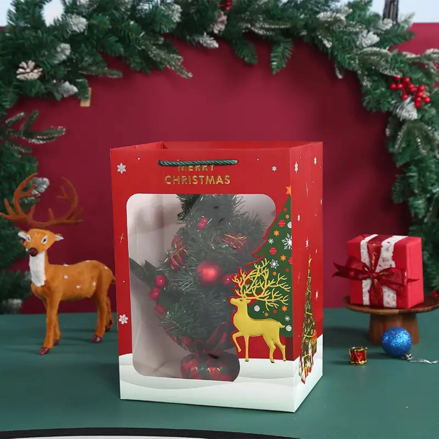Christmas Party Gift Wrapping Bag with Transparent Window - Festive, Decorative, One Piece Pack for Gifts and Presents
Christmas Party Gift Wrapping Bag with Transparent Window - Festive, Decorative, One Piece Pack for Gifts and Presents