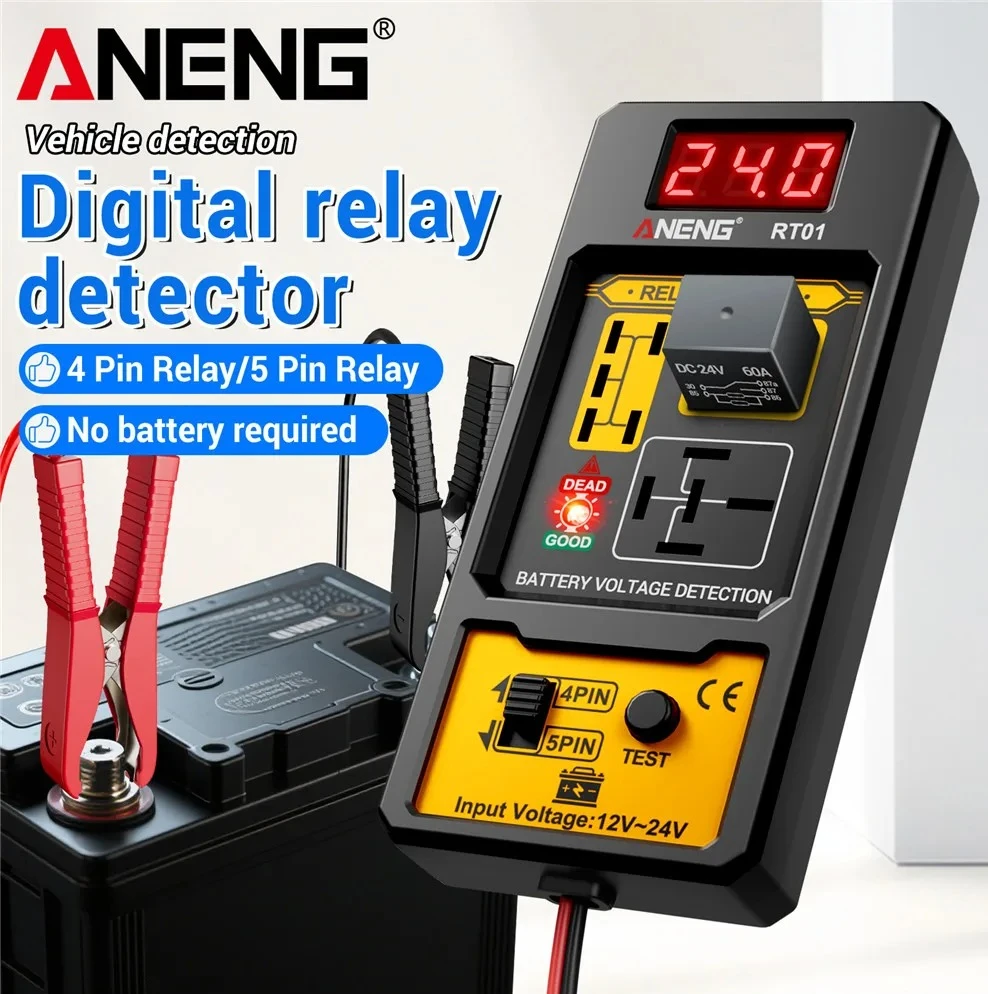 ANENG 11-25V Relay Detector RT01 Digital Universal 4/5 Pins Car Battery Vehicle Detection Digital Display Voltage Battery Tester
ANENG 11-25V Relay Detector RT01 Digital Universal 4/5 Pins Car Battery Vehicle Detection Digital Display Voltage Battery Tester