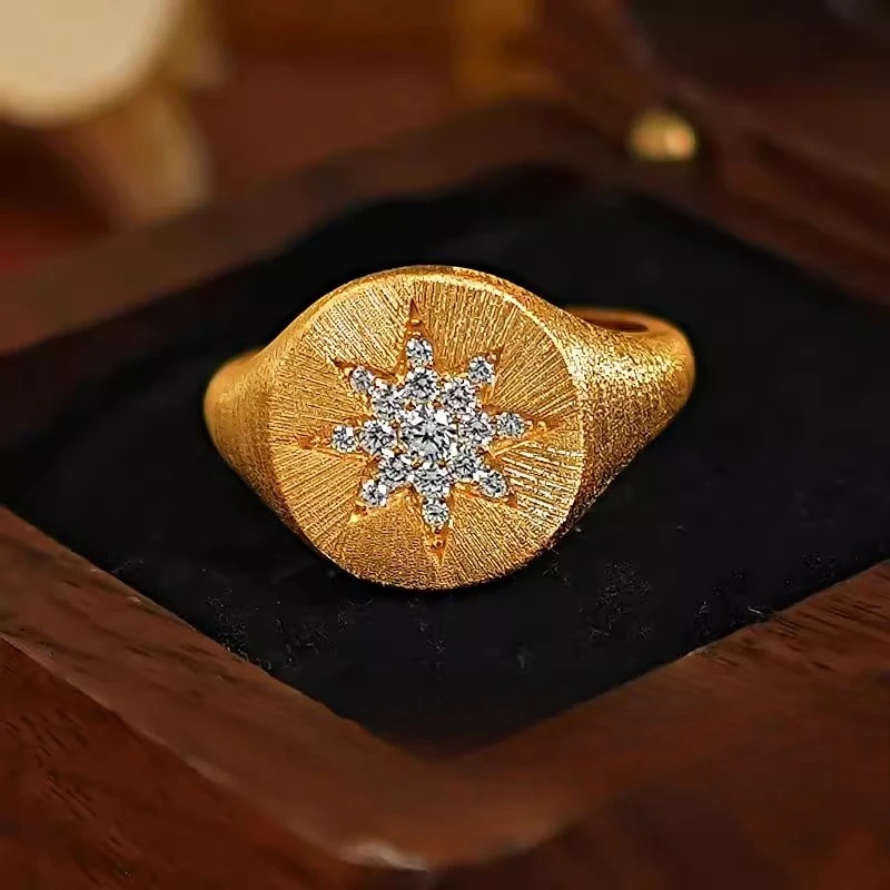 Octagonal Star Ancient Style 925 Silver Metal Brushed Ring with Inlaid Cultivation of High Carbon Diamond, Niche Retro Style
Octagonal Star Ancient Style 925 Silver Metal Brushed Ring with Inlaid Cultivation of High Carbon Diamond, Niche Retro Style