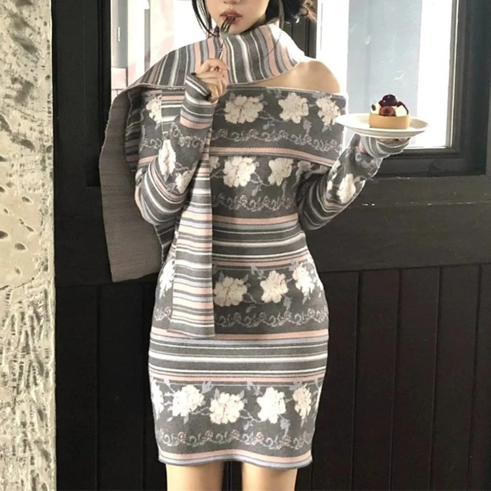 one neck long sleeved sweater knitted dress autumn new style slim fit and slimming bag hip skirt short skirt LOOSE FIT
one neck long sleeved sweater knitted dress autumn new style slim fit and slimming bag hip skirt short skirt LOOSE FIT