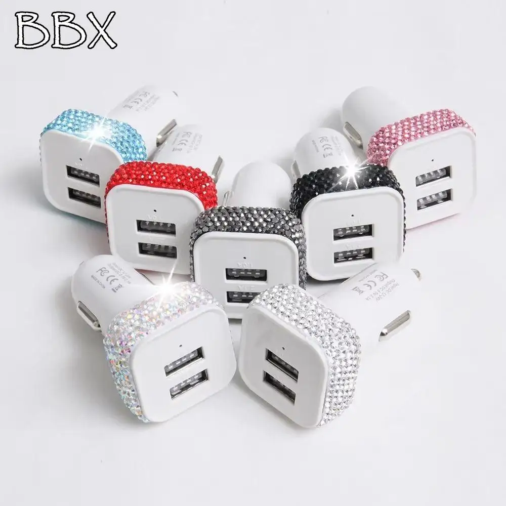 Creative Style Car Decor USB Car Charger Dual USB Port Bling Mobile Phone Charger 5V 2.1A Rhinestones Fast Adapter Interior
Creative Style Car Decor USB Car Charger Dual USB Port Bling Mobile Phone Charger 5V 2.1A Rhinestones Fast Adapter Interior