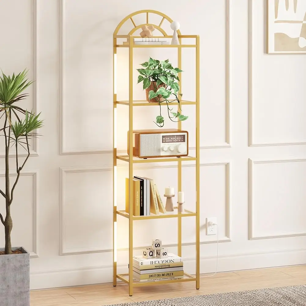 5-Tier Arched Led Display Shelf With Ajustable Color Temperature And Brightn Control,Etagere Bookshelf With Metal Frame And
5-Tier Arched Led Display Shelf With Ajustable Color Temperature And Brightn Control,Etagere Bookshelf With Metal Frame And