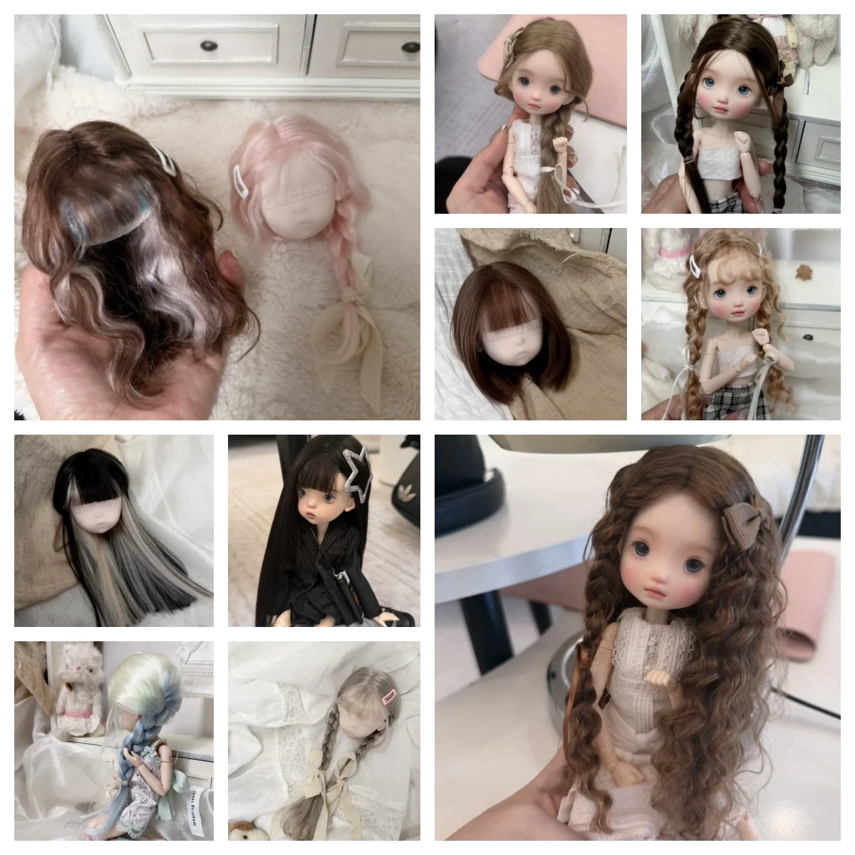Handmade 1/6 BJD Mohair Wigs: Retro Curls, Twin Braids & Ombre in 2 Sizes (16/16.5cm) - Premium Comb-Top Quality
Handmade 1/6 BJD Mohair Wigs: Retro Curls, Twin Braids & Ombre in 2 Sizes (16/16.5cm) - Premium Comb-Top Quality