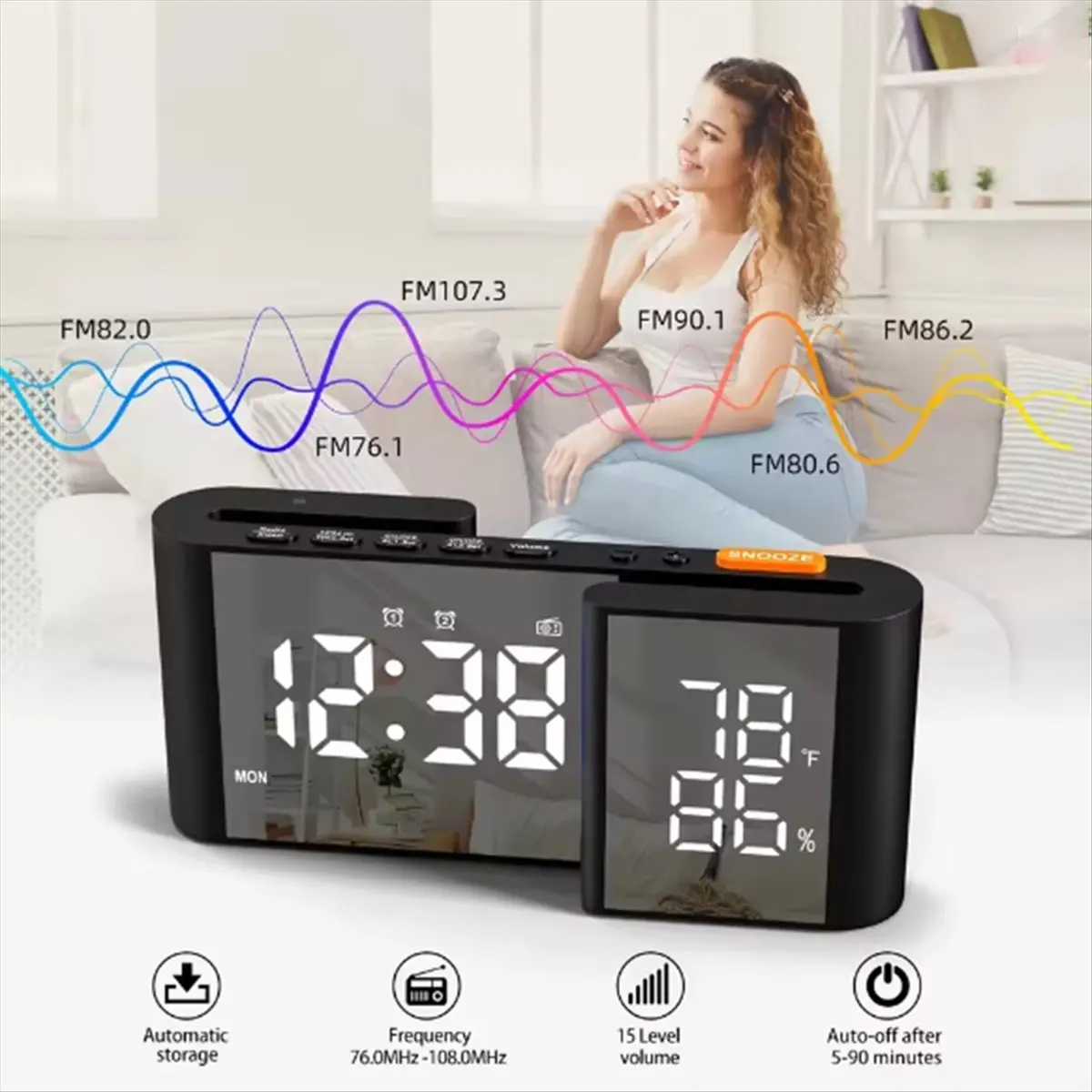A32I Alarm Clock Radio Large Dual Display Screen with Adjustable Brightness USB Port Sleep Timer FM76-108MHz FM Radio
A32I Alarm Clock Radio Large Dual Display Screen with Adjustable Brightness USB Port Sleep Timer FM76-108MHz FM Radio