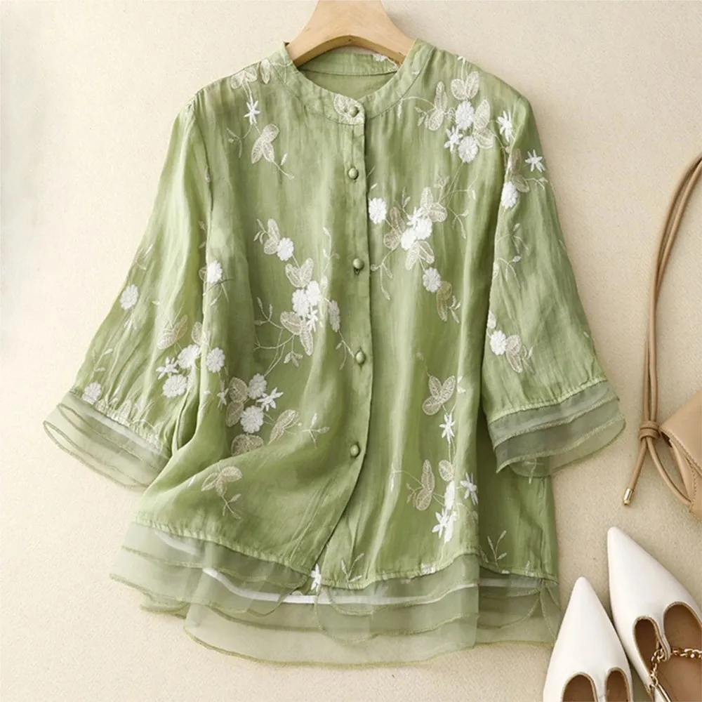 Shirts & Blouses Women'S Five Point Sleeve Embroidery Loose Literary Vintage Cotton Top Long Blusas Mujer Elegantes Y Juveniles
Shirts & Blouses Women'S Five Point Sleeve Embroidery Loose Literary Vintage Cotton Top Long Blusas Mujer Elegantes Y Juveniles