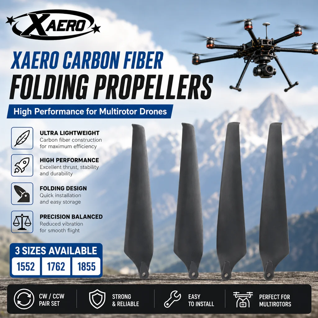 XAERO 1552 1762 1855 Carbon Fiber Folding Propellers CW CCW for Multirotor Drones High Performance Blades
XAERO 1552 1762 1855 Carbon Fiber Folding Propellers CW CCW for Multirotor Drones High Performance Blades