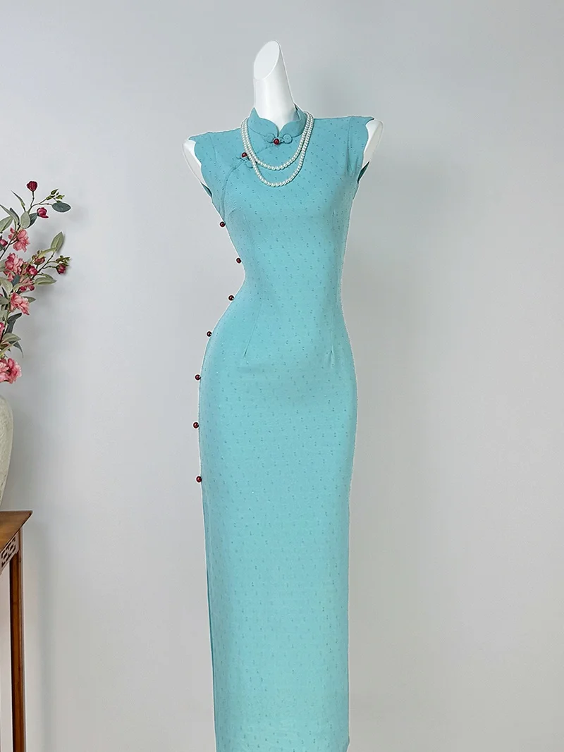 Tiff Blue Sleeveless Young Style Simple Elegance Chinese Culture Improved Long Dress Polyester Fiber Breathable
Tiff Blue Sleeveless Young Style Simple Elegance Chinese Culture Improved Long Dress Polyester Fiber Breathable
