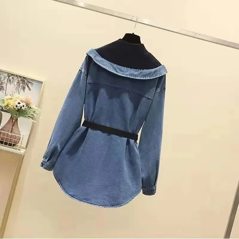 Denim Jacket Fashion Design Fake Two Denim Coat 2026 Women Spring Autumn Casual Cowboy Top Splicing Denim Shirt Jackets Female
Denim Jacket Fashion Design Fake Two Denim Coat 2026 Women Spring Autumn Casual Cowboy Top Splicing Denim Shirt Jackets Female