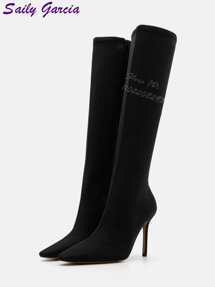 Сексуальные эластичные сапоги с острым носком, черные сапоги до колена с боковой молнией, тонкие туфли на шпильке, современная нейлоновая обувь, осень 2021, новые женские туфли на тонком каблуке
Сексуальные эластичные сапоги с острым носком, черные сапоги до колена с боковой молнией, тонкие туфли на шпильке, современная нейлоновая обувь, осень 2021, новые женские туфли на тонком каблуке
