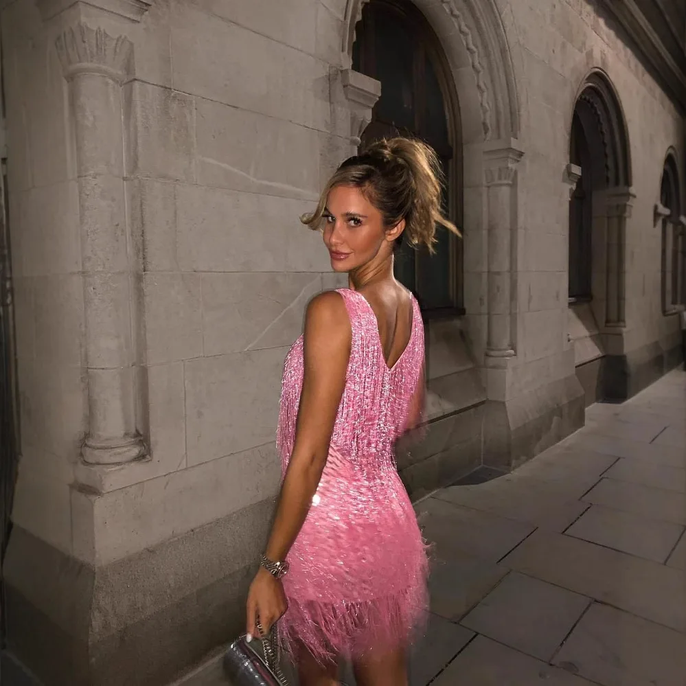 Women Dresses Tassel Sequins V-neck Tank Dress Sequined Dress Elegant Party Dresses Drift Skirt
Women Dresses Tassel Sequins V-neck Tank Dress Sequined Dress Elegant Party Dresses Drift Skirt