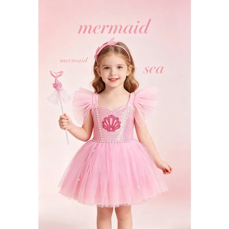Pastel Pink Mermaid Sparkly Tulle Tutu Dress Set with Headband, Cosplay Outfit Halloween Birthday Carnival Stage Fancy Costume
Pastel Pink Mermaid Sparkly Tulle Tutu Dress Set with Headband, Cosplay Outfit Halloween Birthday Carnival Stage Fancy Costume