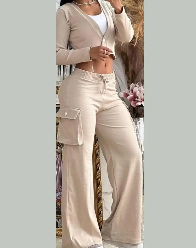 Women's Spring Summer New Fashionable Solid Color Printed Sexy Waist Short Top Casual Pants Set For Women
Women's Spring Summer New Fashionable Solid Color Printed Sexy Waist Short Top Casual Pants Set For Women