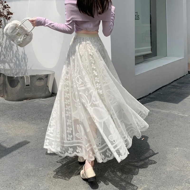 Elegant Lace Halter Neck Dress Women's Hollow out A-Line Skirt High Waist Slimming Long Mesh Skirt City Walk Polyester F...
Elegant Lace Halter Neck Dress Women's Hollow out A-Line Skirt High Waist Slimming Long Mesh Skirt City Walk Polyester F...