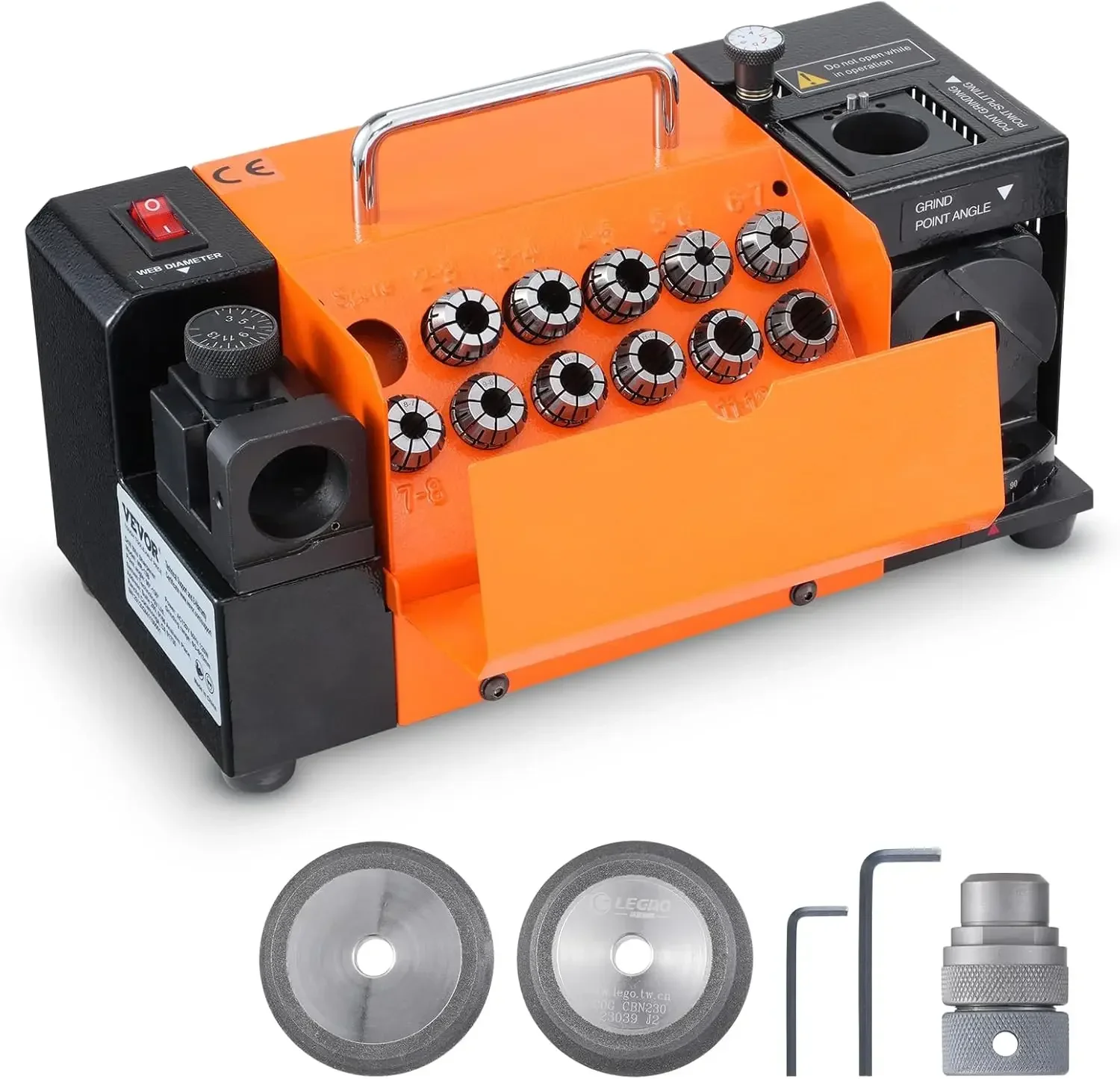 3-13mm Drill Bits Grinder Sharpener, Lip Relief Angle & 95°-135° Point Angle Adjustable Drill Bit Re-Sharpener, CBN & SDC Wheel
3-13mm Drill Bits Grinder Sharpener, Lip Relief Angle & 95°-135° Point Angle Adjustable Drill Bit Re-Sharpener, CBN & SDC Wheel