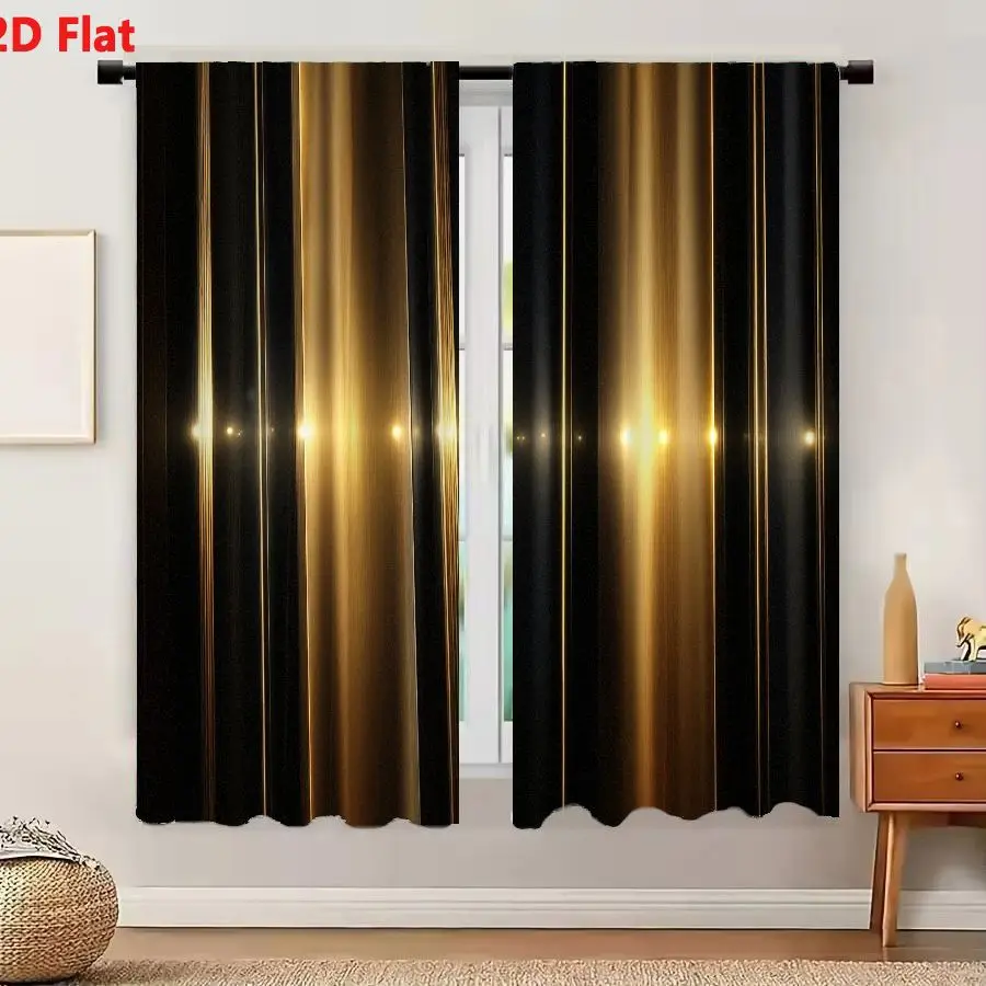2pcs Curtains, Vertical Glossy Gold And Black Strips pattern Window Drapes for Bedroom Living Room Window Treatment
2pcs Curtains, Vertical Glossy Gold And Black Strips pattern Window Drapes for Bedroom Living Room Window Treatment
