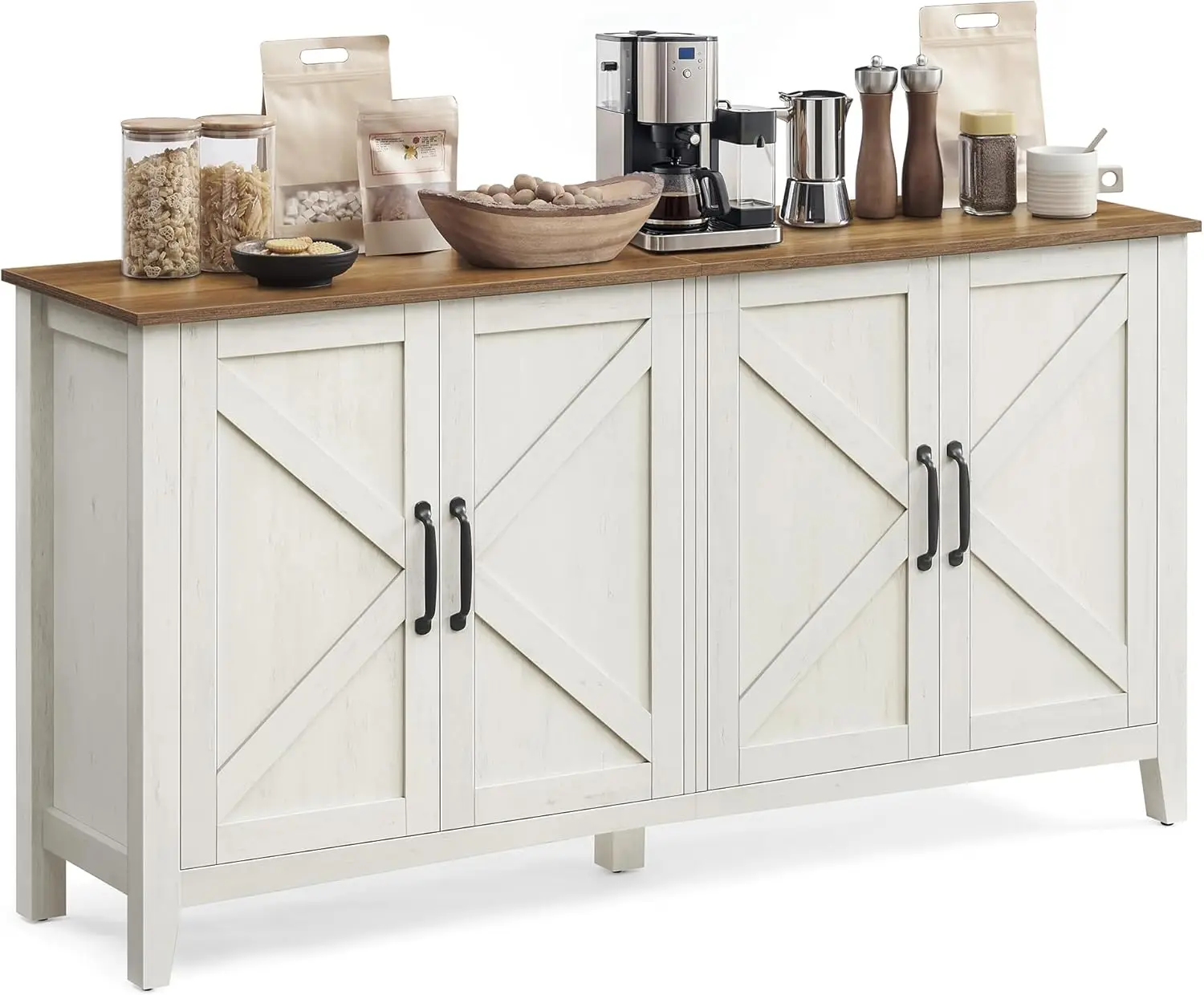 Storage Cabinet with Adjustable Shelves, Farmhouse Style Sideboard for Living Room, Rustic White and Honey Brown
Storage Cabinet with Adjustable Shelves, Farmhouse Style Sideboard for Living Room, Rustic White and Honey Brown