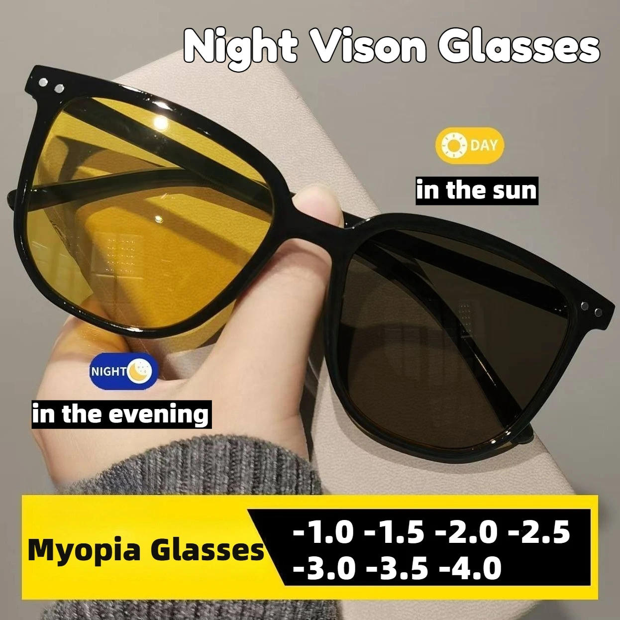 Driver-Specific Photochromic Night Vision Glasses Large-Frame Night Driving Eyewear Outdoor UV-Protective Myopia Eyeglasses
Driver-Specific Photochromic Night Vision Glasses Large-Frame Night Driving Eyewear Outdoor UV-Protective Myopia Eyeglasses