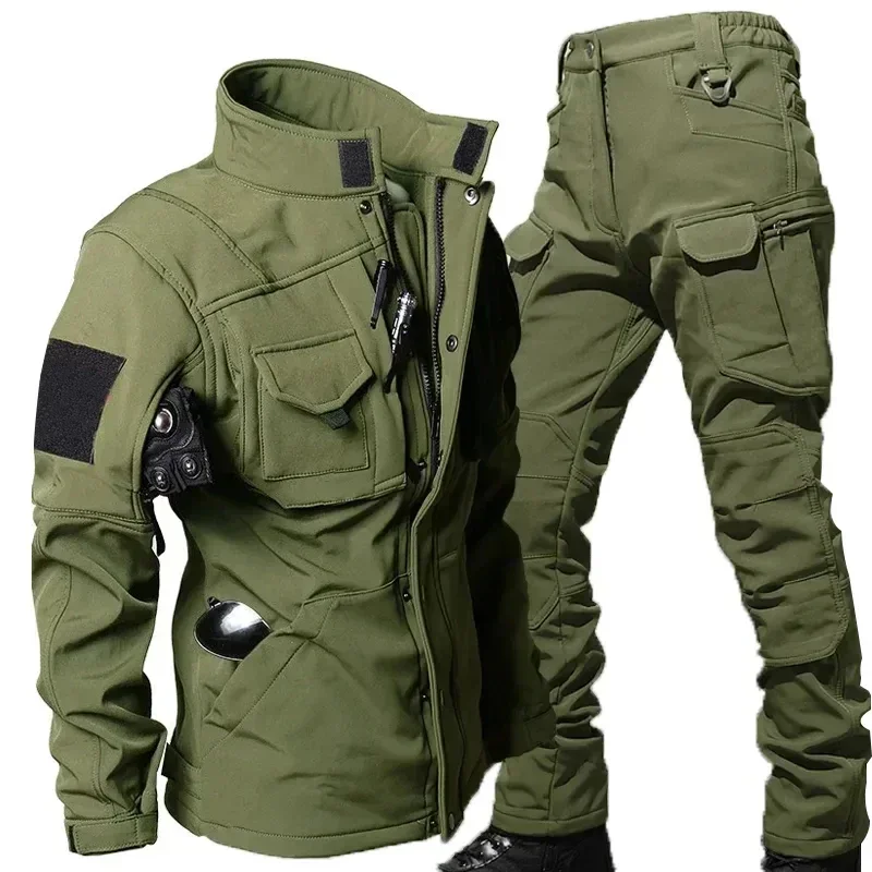 Outdoor Shark Skin Soft Shell Sets Men Winter Multi-pocket Wear-resistant Fleece Warm Jackets+Hiking Waterproof Pants 2 Pcs Suit
Outdoor Shark Skin Soft Shell Sets Men Winter Multi-pocket Wear-resistant Fleece Warm Jackets+Hiking Waterproof Pants 2 Pcs Suit