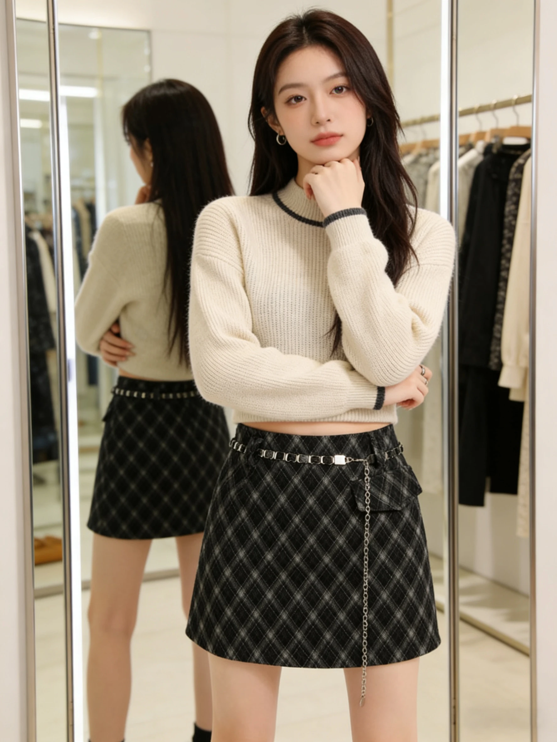Ele Retro Plaid Woolen Skirt Women's Autumn Winter 2025 New Hip Concealing Slim A-Line ort Skirt Casual High Waist
Ele Retro Plaid Woolen Skirt Women's Autumn Winter 2025 New Hip Concealing Slim A-Line ort Skirt Casual High Waist