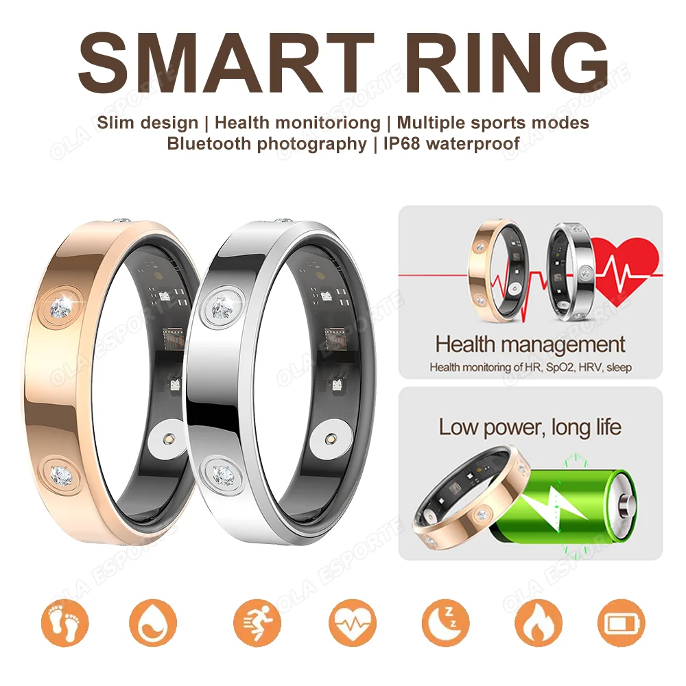 Мужское и женское модное умное кольцо IP68, водонепроницаемое, несколько спортивных режимов, шагомер, фитнес-кольца, мониторинг сердечного ритма, сна, смазка
Мужское и женское модное умное кольцо IP68, водонепроницаемое, несколько спортивных режимов, шагомер, фитнес-кольца, мониторинг сердечного ритма, сна, смазка