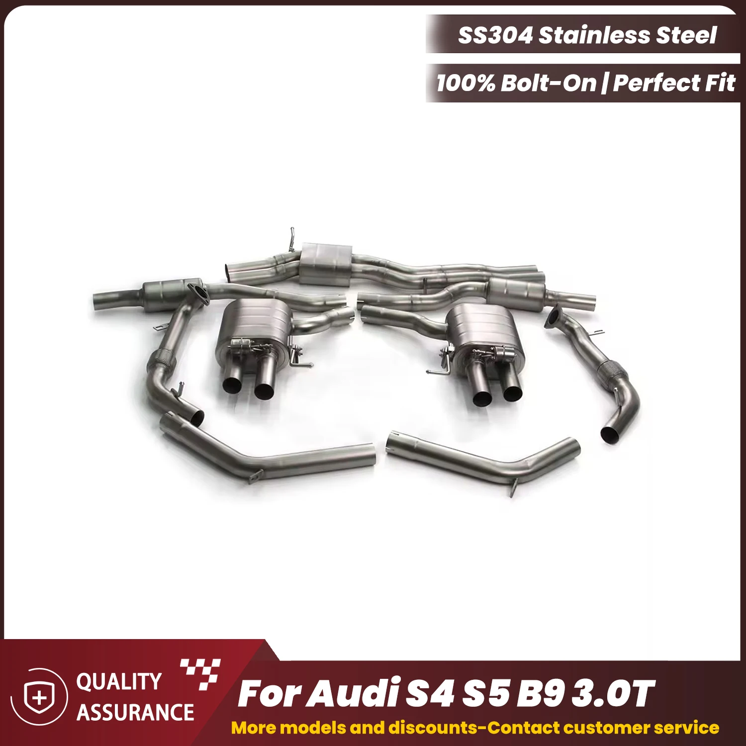 ECCF Sporty Valvetronic Catback Exhaust with Front Pipe For Audi S4 S5 B9 3.0T Aggressive Exhaust Sound Performance Upgrade
ECCF Sporty Valvetronic Catback Exhaust with Front Pipe For Audi S4 S5 B9 3.0T Aggressive Exhaust Sound Performance Upgrade