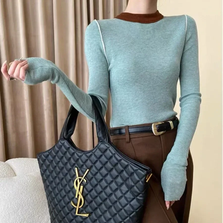 Women's Supple Color Blocking Base Layer Top Round Neck Knit Sweater High-End Feel Long Sleeves O Neck Pullovers
Women's Supple Color Blocking Base Layer Top Round Neck Knit Sweater High-End Feel Long Sleeves O Neck Pullovers