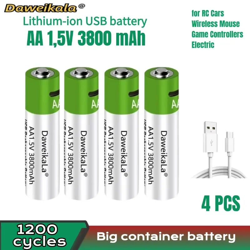 2024 Новая 1,5 В AA USB-перезаряжаемая батарея 3800 мАч литий-ионная батарея для мыши с дистанционным управлением, электрическая игрушечная батарея + кабель Type-C
2024 Новая 1,5 В AA USB-перезаряжаемая батарея 3800 мАч литий-ионная батарея для мыши с дистанционным управлением, электрическая игрушечная батарея + кабель Type-C