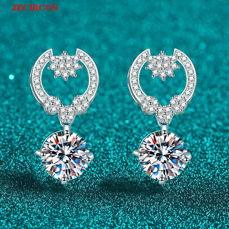 JECIRCON S925 Sterling Silver Earrings, 2 Carat Round Moissanite Pendants with Sparkling Zirconia, Exquisite & Luxurious Jewelry
JECIRCON S925 Sterling Silver Earrings, 2 Carat Round Moissanite Pendants with Sparkling Zirconia, Exquisite & Luxurious Jewelry