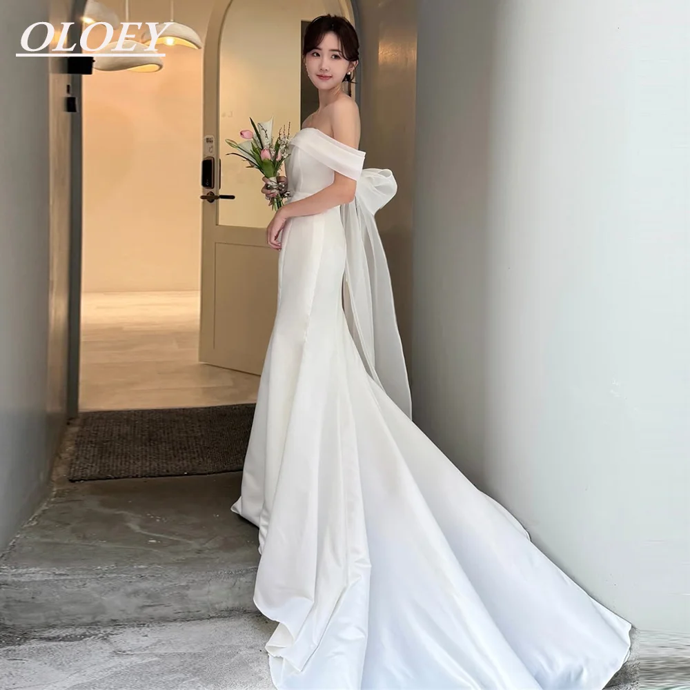 OLOEY Elegant Off Shoulder Mermaid Wedding Dresses Korea Photoshoot Satin Organza Bridal Gown 2026 Customized Bow Sweep Tail
OLOEY Elegant Off Shoulder Mermaid Wedding Dresses Korea Photoshoot Satin Organza Bridal Gown 2026 Customized Bow Sweep Tail
