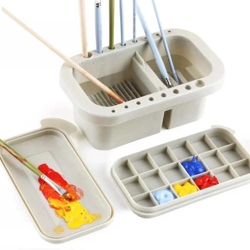 3 IN 1 Multi-Use Paint Brush Basin with Brushes Holder,Washer,Trays,Palette Box Paint Brush Cleaner with Lid Artist Cleaner Cup
3 IN 1 Multi-Use Paint Brush Basin with Brushes Holder,Washer,Trays,Palette Box Paint Brush Cleaner with Lid Artist Cleaner Cup