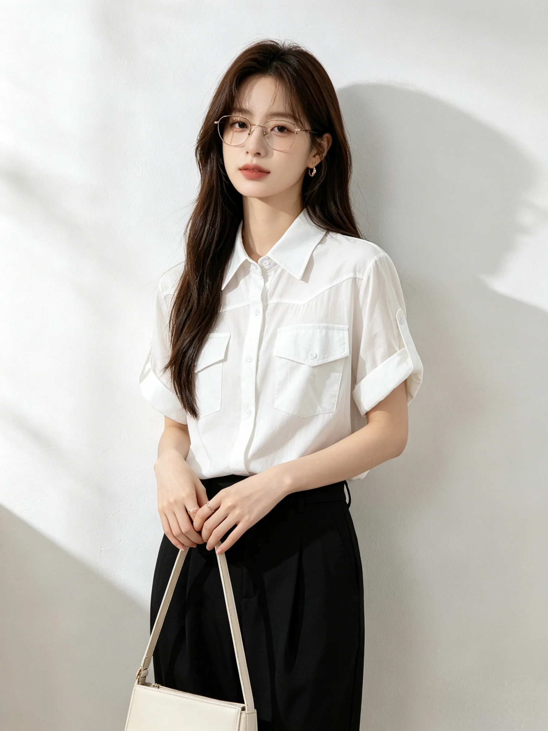 Korean Style Collar Short Sleeve Loose Fit Skin Friendly Simple Design Summer Top for Young Women Commuting Fashion
Korean Style Collar Short Sleeve Loose Fit Skin Friendly Simple Design Summer Top for Young Women Commuting Fashion