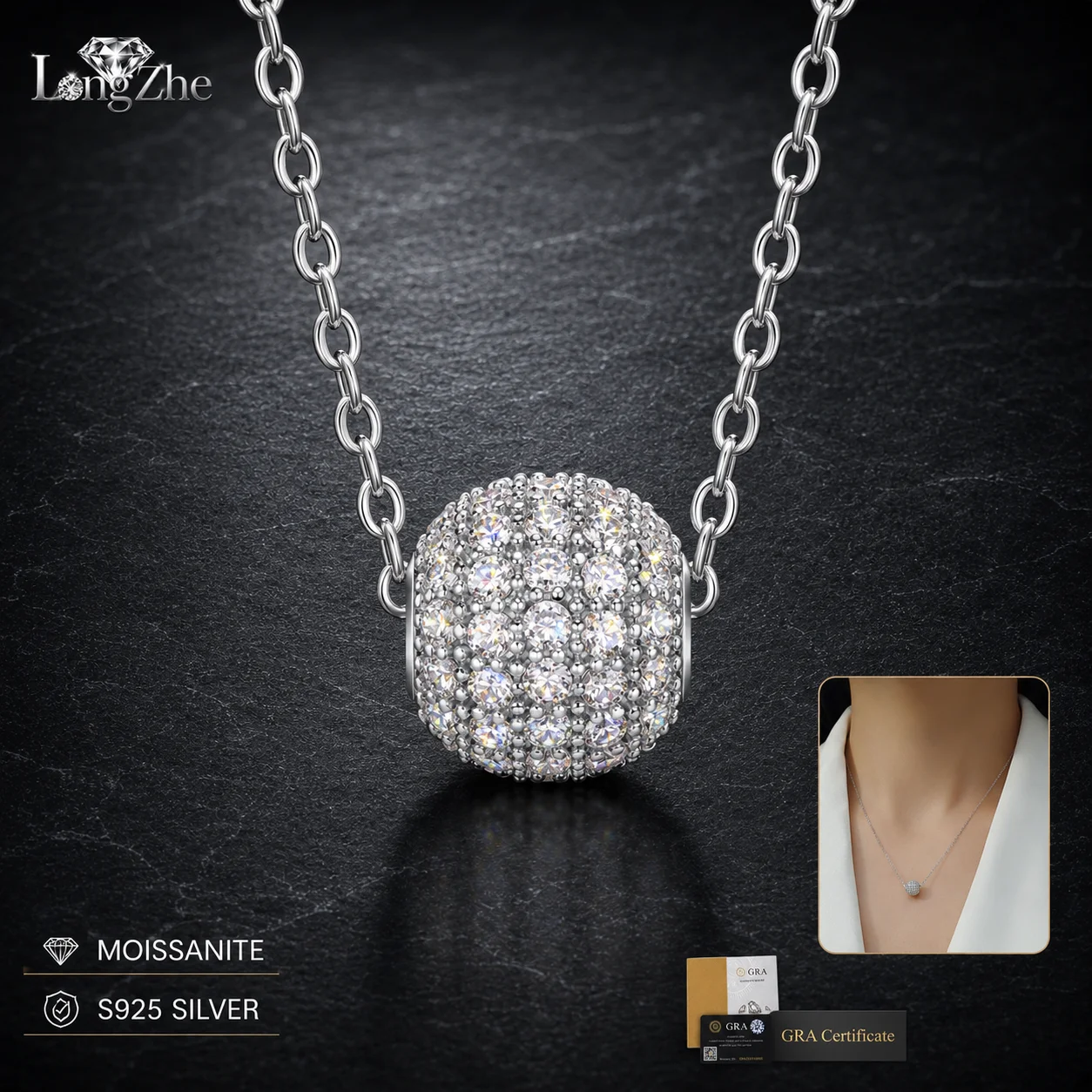LongZhe S925 Silver Moissanite Round Pendant Necklace D Color GRA Certified Diamond Tester Passed Fine Jewelry Gift For Women
LongZhe S925 Silver Moissanite Round Pendant Necklace D Color GRA Certified Diamond Tester Passed Fine Jewelry Gift For Women
