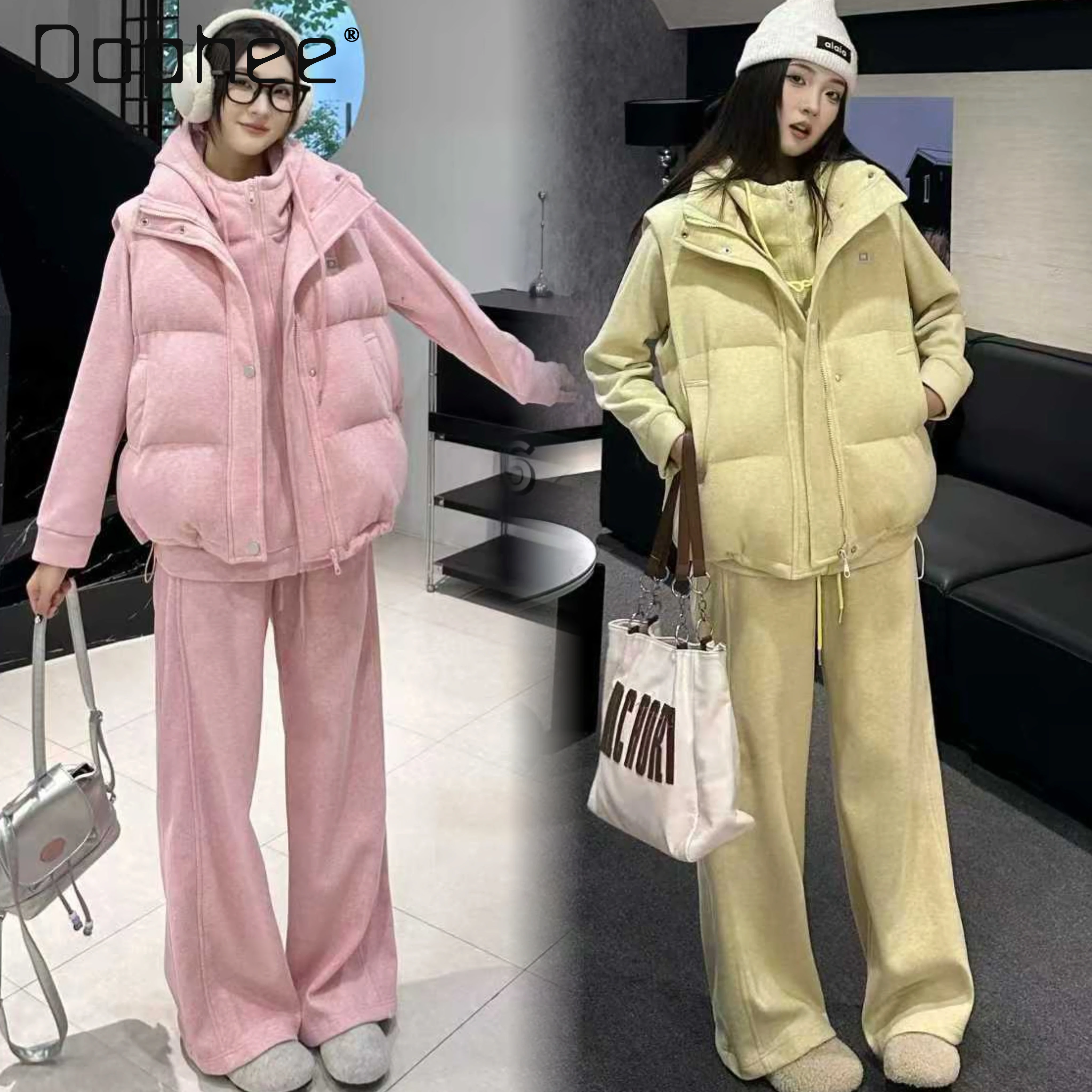 Winter New Korean Style Casual Sports Suit for Women Fleece-Lined Thickened Sweatshirt Sweatpants Cotton Vest Three-Piece Set
Winter New Korean Style Casual Sports Suit for Women Fleece-Lined Thickened Sweatshirt Sweatpants Cotton Vest Three-Piece Set