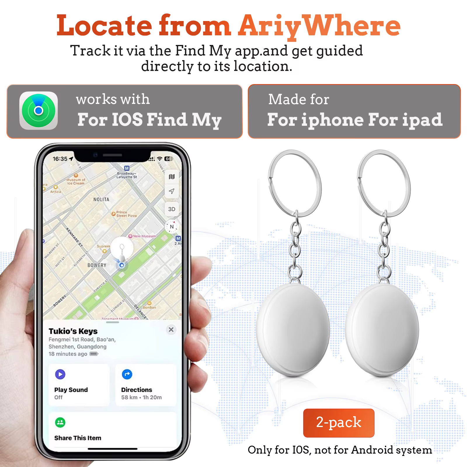 2-Pack Mini GPS Tracker for iOS, compatible with Find My app, anti-loss devices, and smart Bluetooth trackers.
2-Pack Mini GPS Tracker for iOS, compatible with Find My app, anti-loss devices, and smart Bluetooth trackers.