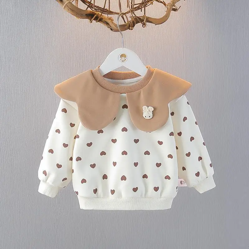 Girls' Spring Autumn Tops Lapel Long Sleeve T-Shirt with Print Heart-Shaped Loose Hoodie Casual Korean Version Children Clothing
Girls' Spring Autumn Tops Lapel Long Sleeve T-Shirt with Print Heart-Shaped Loose Hoodie Casual Korean Version Children Clothing