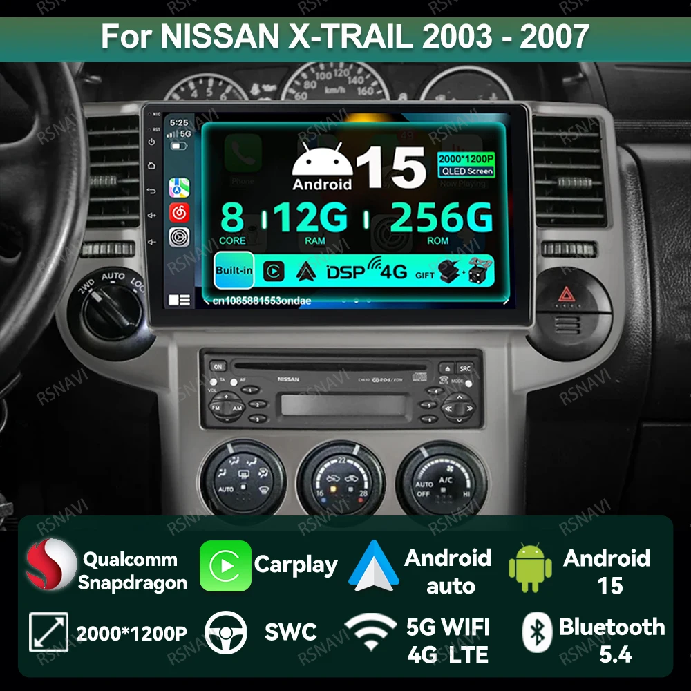 Car Radio Android 15 For NISSAN X-TRAIL 2003 - 2007 Viedo Player RDS Qualcomm Systems WIFI+ 4G LTE Head Unit NO 2DIN QLED Stereo
Car Radio Android 15 For NISSAN X-TRAIL 2003 - 2007 Viedo Player RDS Qualcomm Systems WIFI+ 4G LTE Head Unit NO 2DIN QLED Stereo