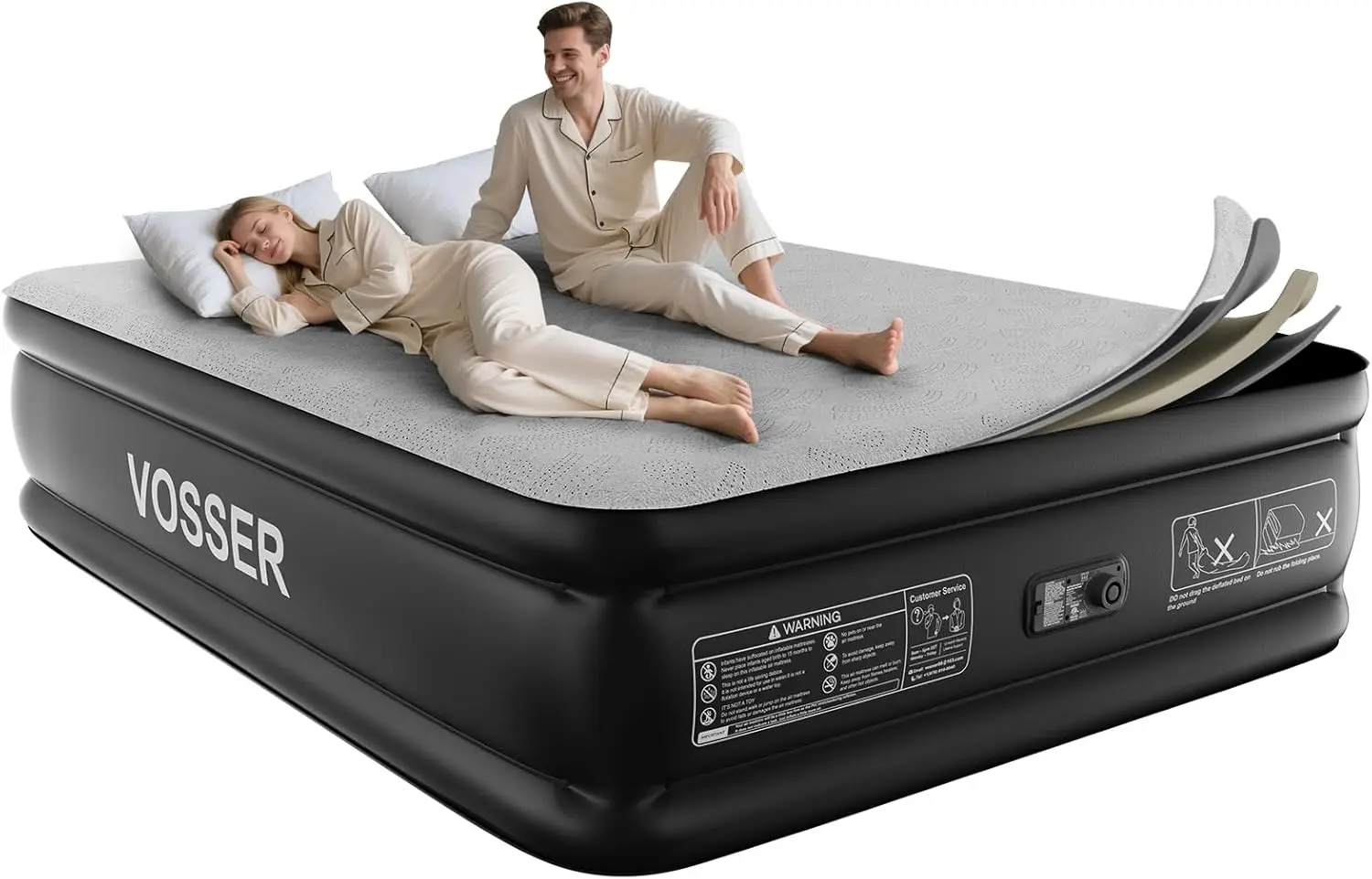 Queen Air Mattress with Built-in Pump,18'' Foam Topper Blow Up Mattress,Luxury Inflatable Mattress 2 Mins Self-Inflation
Queen Air Mattress with Built-in Pump,18'' Foam Topper Blow Up Mattress,Luxury Inflatable Mattress 2 Mins Self-Inflation