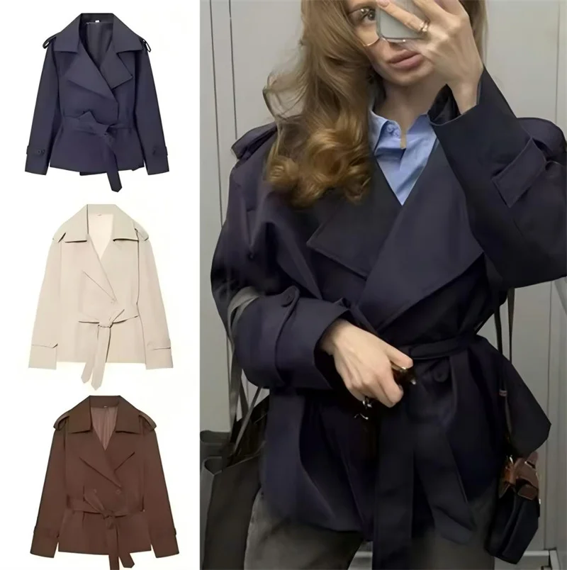 Women's Jacket 2026 New Fashion Solid Color Belted Loose Short Jacket for Women Autumn Ladies Outerwear Casaul Women Jacket
Women's Jacket 2026 New Fashion Solid Color Belted Loose Short Jacket for Women Autumn Ladies Outerwear Casaul Women Jacket