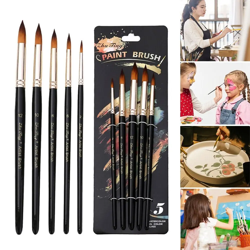 5Pcs Nylon Watercolor Brush Set Pointed Round Flat Head Soft Hair Hand Drawn Watercolor Beginner's Art Artists Painting Brushes
5Pcs Nylon Watercolor Brush Set Pointed Round Flat Head Soft Hair Hand Drawn Watercolor Beginner's Art Artists Painting Brushes