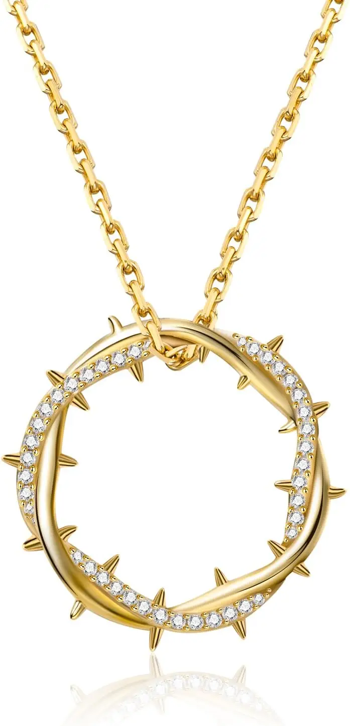 Crown Of Thorns with Cross Nails Pendant Iced Out Necklace for Women and Men 18K Gold Plated 5A CZ Necklace
Crown Of Thorns with Cross Nails Pendant Iced Out Necklace for Women and Men 18K Gold Plated 5A CZ Necklace
