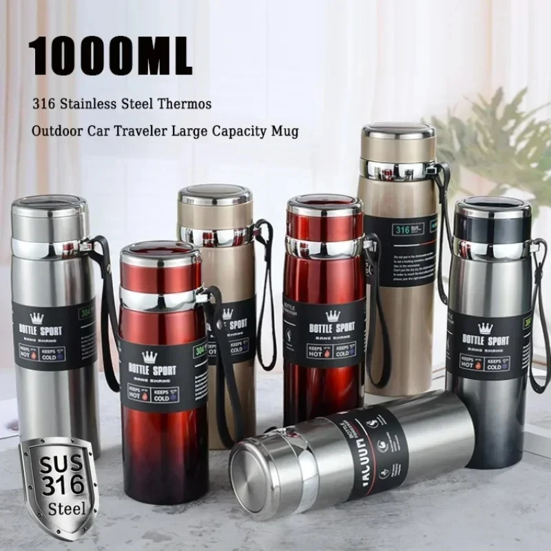 1000ML Stainless Steel thermos Water Bottle Portable Large Capacity Coffee Tea Vacuum Flasks Portable Outdoor Sports Kettle
1000ML Stainless Steel thermos Water Bottle Portable Large Capacity Coffee Tea Vacuum Flasks Portable Outdoor Sports Kettle