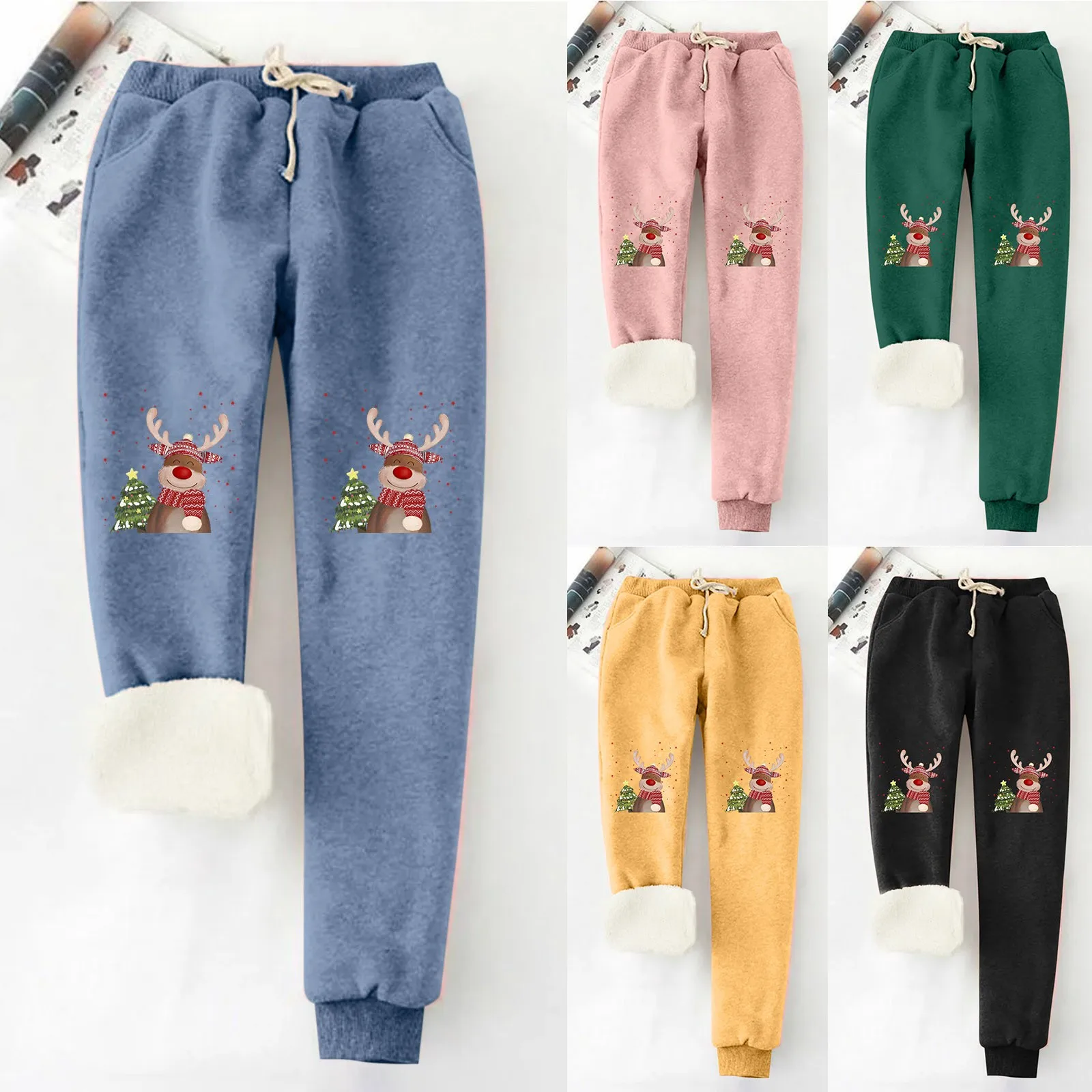 Women Christmas Print Sweatpants Autumn Winter Velvet Warm Pockets Elastic Waist Tie Leg Sports Casual Pants Womens Long Pants
Women Christmas Print Sweatpants Autumn Winter Velvet Warm Pockets Elastic Waist Tie Leg Sports Casual Pants Womens Long Pants