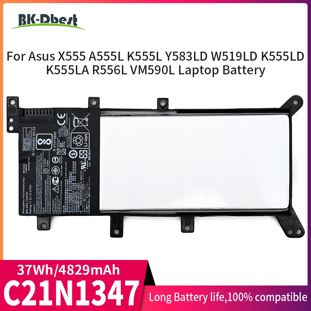 BK-Dbest factory direct supply C21N1347 Laptop Battery for Asus X555 A555L K555L Y583LD W519LD K555LD K555LA R556L VM590L
BK-Dbest factory direct supply C21N1347 Laptop Battery for Asus X555 A555L K555L Y583LD W519LD K555LD K555LA R556L VM590L