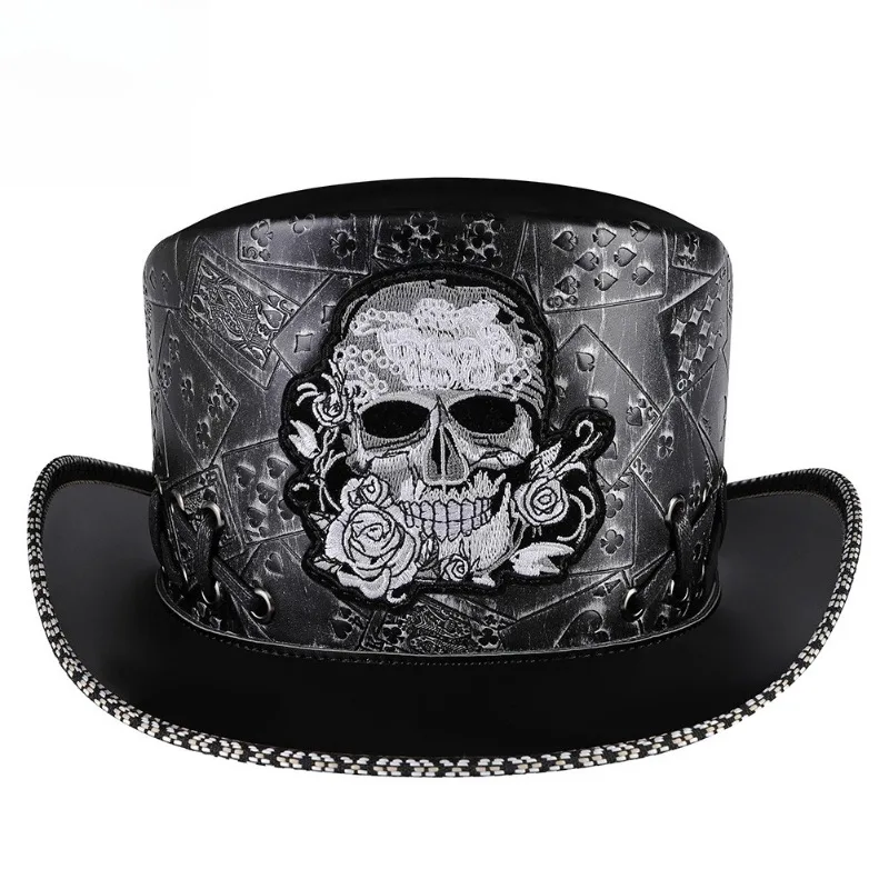 Retro steampunk men's top hat skull cowboy hat knight skull embroidered dome magic hat Gothic carnival nightclub party headpiece
Retro steampunk men's top hat skull cowboy hat knight skull embroidered dome magic hat Gothic carnival nightclub party headpiece