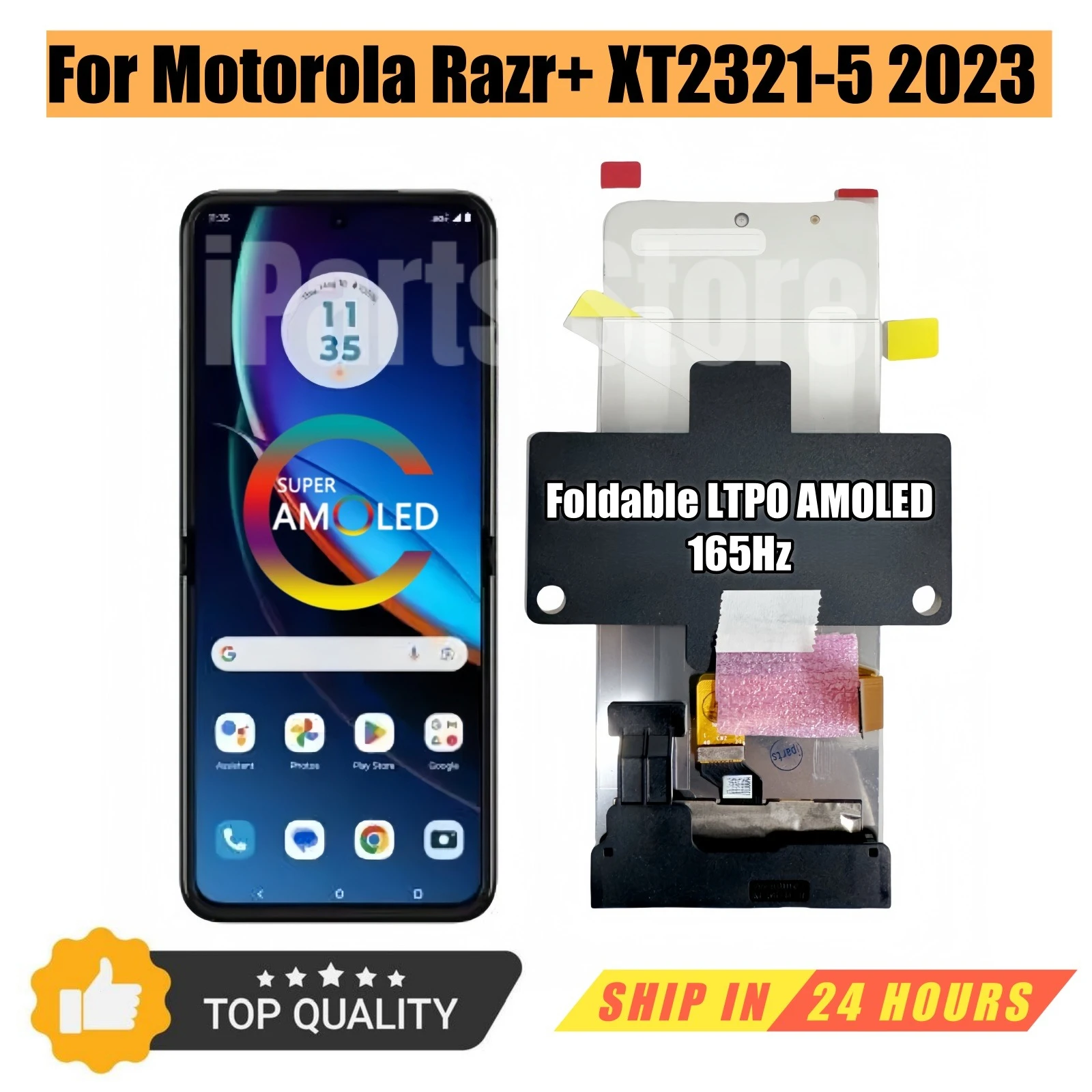 iParts Replacement AMOLED Foldable Display for Motorola Razr+ Razr Plus XT2321-5 2023 Main Touch Screen Digitizer Assembly OEM
iParts Replacement AMOLED Foldable Display for Motorola Razr+ Razr Plus XT2321-5 2023 Main Touch Screen Digitizer Assembly OEM