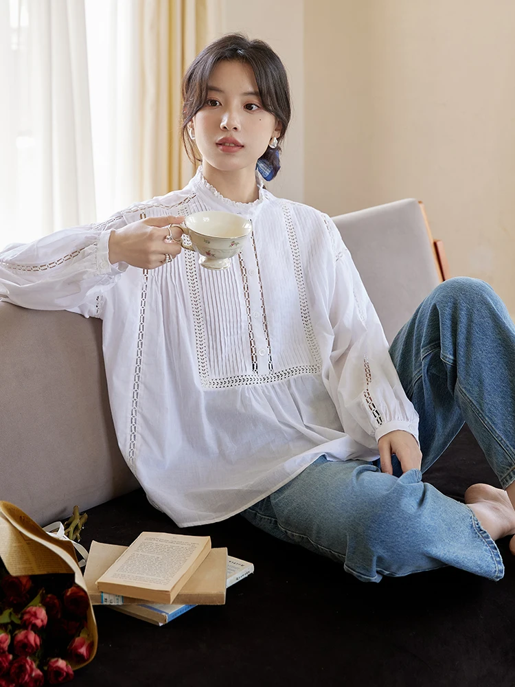 Supmwos Лето 2025 Новая женская модная универсальная блузка из тонкого хлопка с длинным рукавом, ажурная, белая, плотная, с вырезами
Supmwos Лето 2025 Новая женская модная универсальная блузка из тонкого хлопка с длинным рукавом, ажурная, белая, плотная, с вырезами