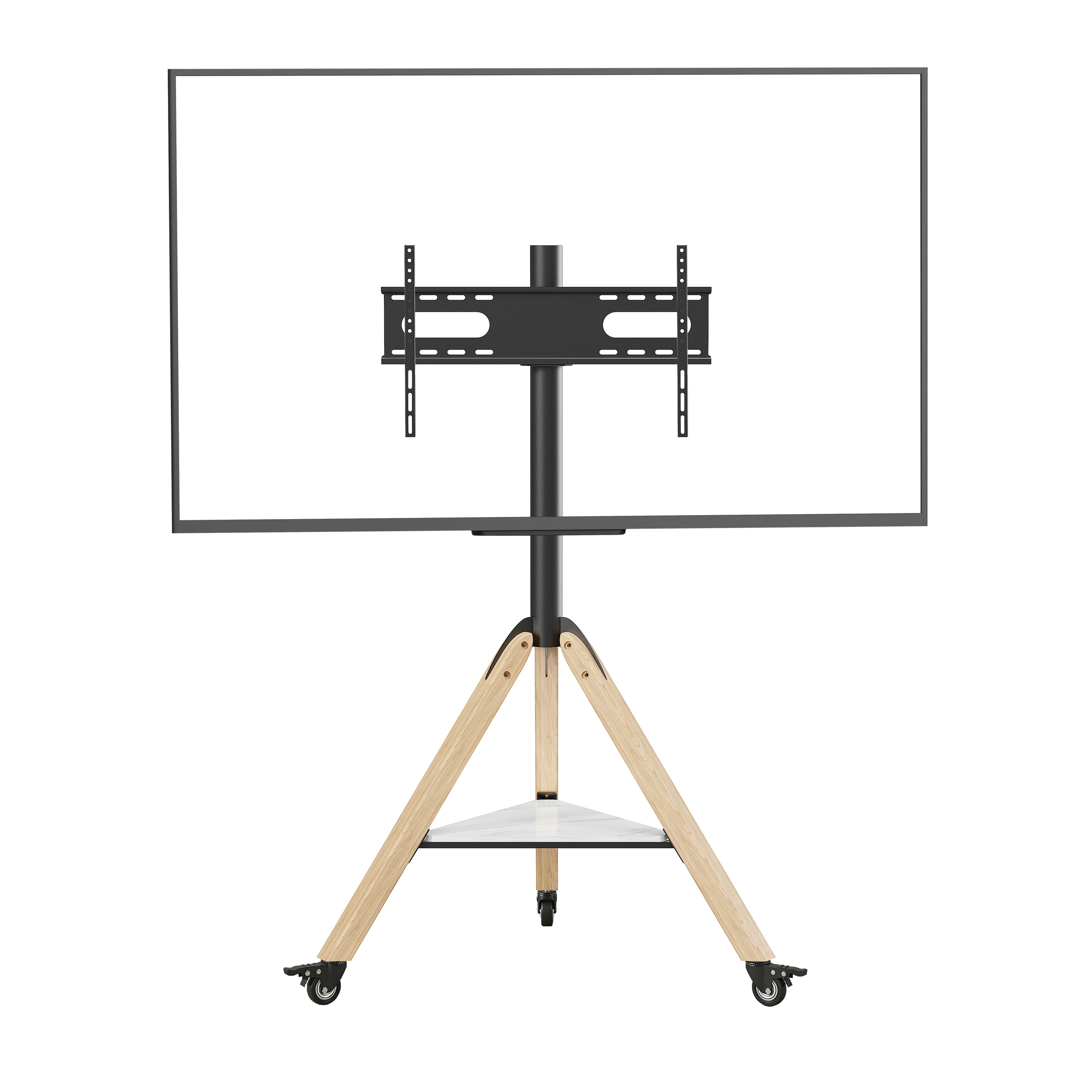 Height Adjustable Corner TV Stand Rolling Tripod TV Mount with Wood Shelf for 40-75 Inches
Height Adjustable Corner TV Stand Rolling Tripod TV Mount with Wood Shelf for 40-75 Inches
