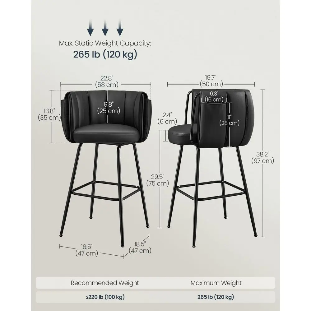 360 Swivel Bar Stools Set of 2, Barstools with Curved Back, Upholstered Counter Bar Stools with Footrest, Metal Tapered Legs, f
360 Swivel Bar Stools Set of 2, Barstools with Curved Back, Upholstered Counter Bar Stools with Footrest, Metal Tapered Legs, f