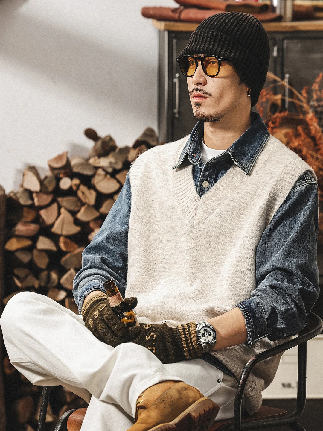 Мужской вязаный жилет в стиле ретро, американский, зимний, теплый, шерстяной, свободный, повседневный, безрукавка
Мужской вязаный жилет в стиле ретро, американский, зимний, теплый, шерстяной, свободный, повседневный, безрукавка